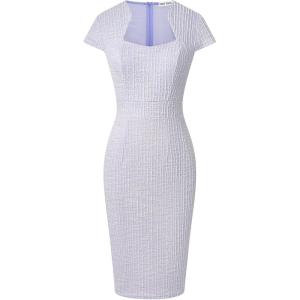 GRACE KARIN Women’s Gorgeous Pencil Dress Cap Sleeve Tweed Pencil Dress for Work(Lilac)
