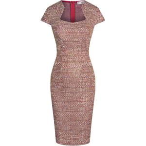 GRACE KARIN Women’s Gorgeous Pencil Dress Cap Sleeve Tweed Pencil Dress for Work(Red)