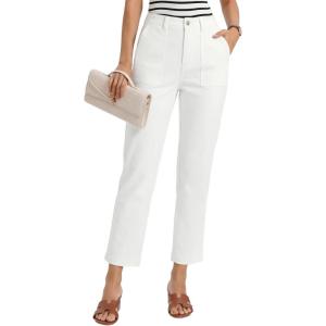 GRACE KARIN Womens High Waisted Work Pants Business Casual 2026 Ankle Length Office Dress Trousers with Pockets(White)