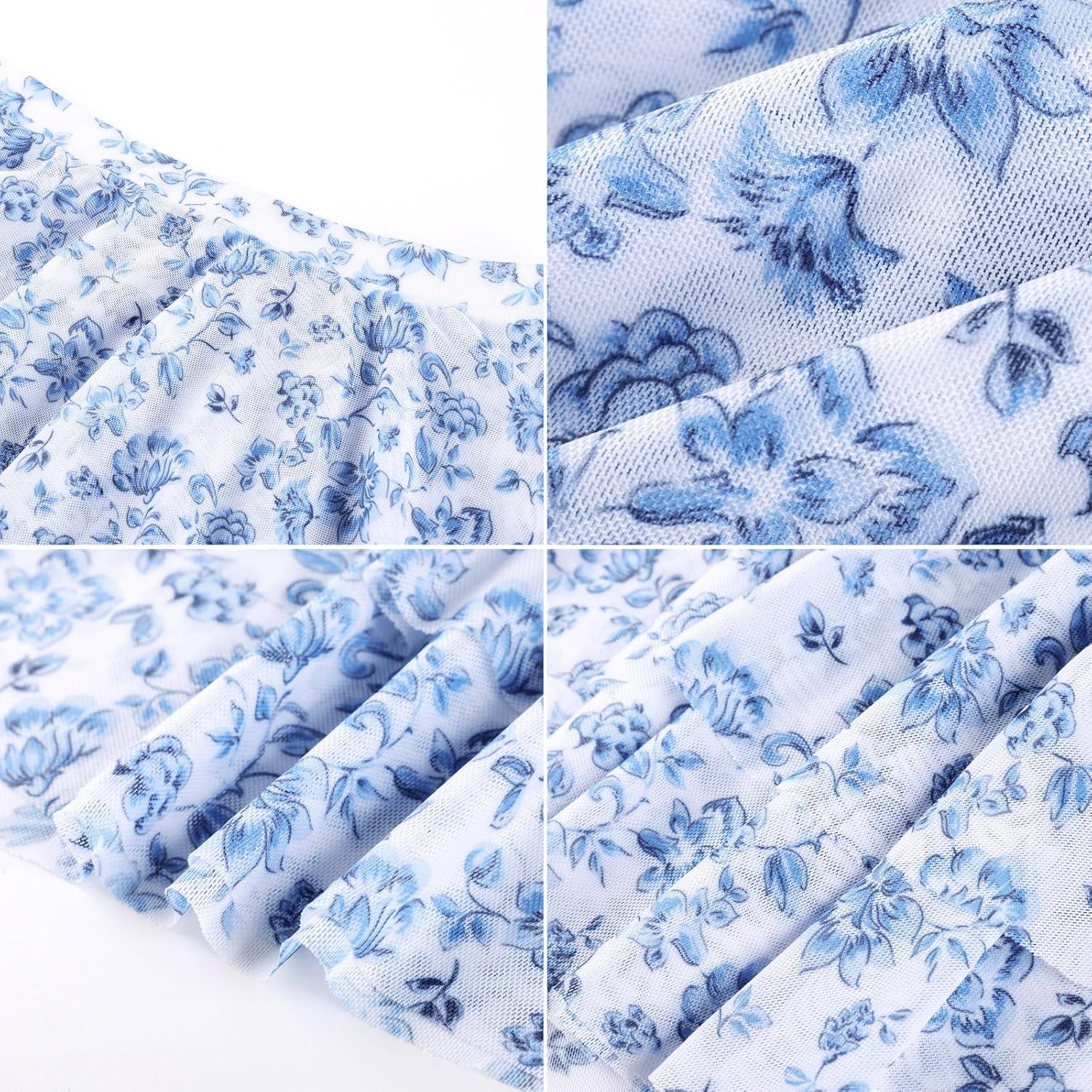 imageGRACE KARIN Girls One Piece Swimsuits with Mesh Skirt Bathing Suit Swimwear 614YBlue Flower