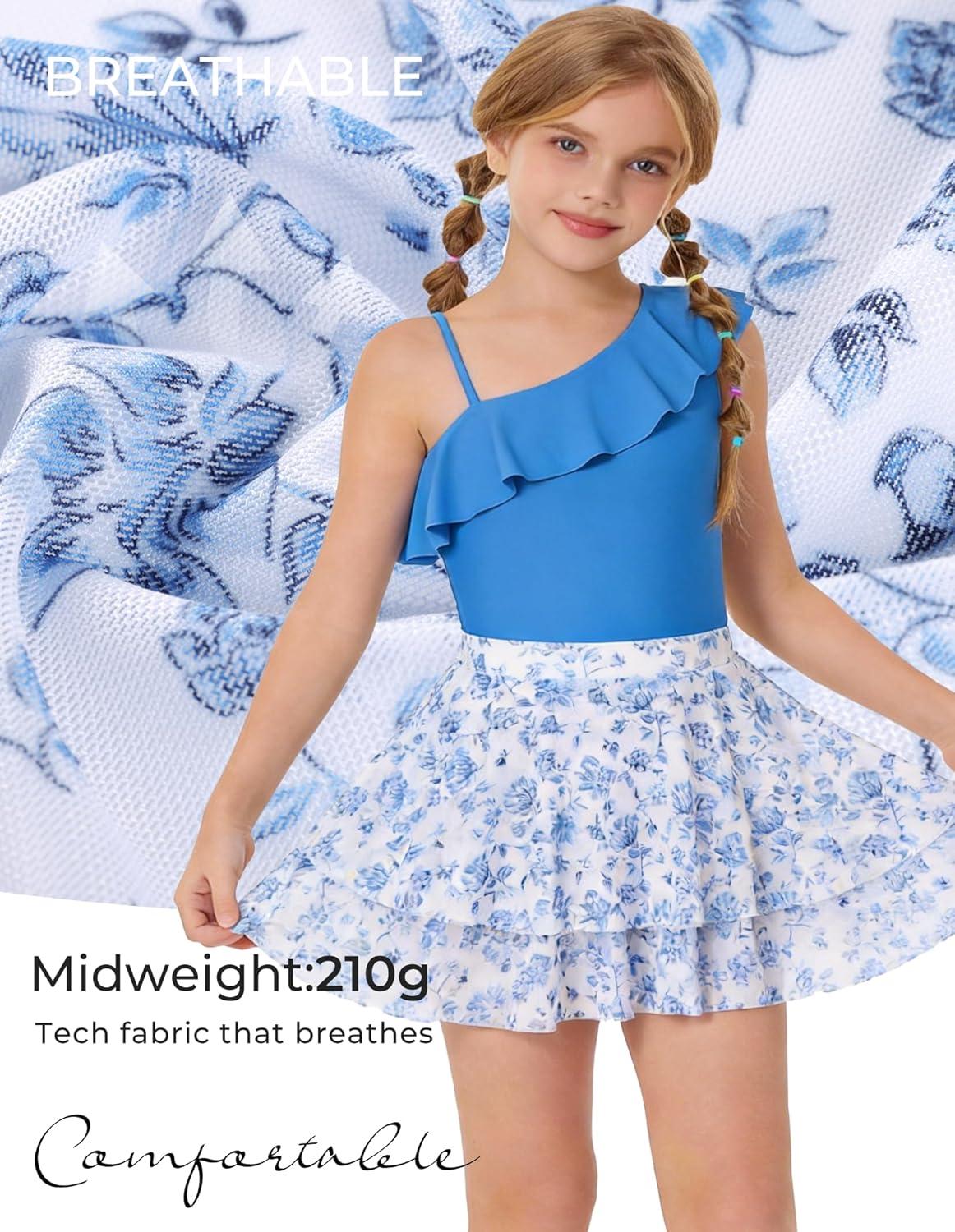 imageGRACE KARIN Girls One Piece Swimsuits with Mesh Skirt Bathing Suit Swimwear 614YBlue Flower