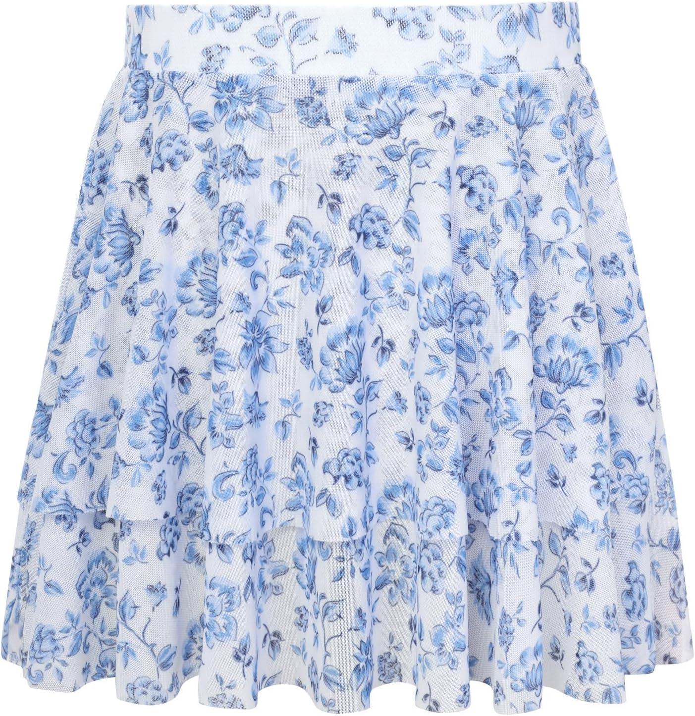 imageGRACE KARIN Girls One Piece Swimsuits with Mesh Skirt Bathing Suit Swimwear 614YBlue Flower