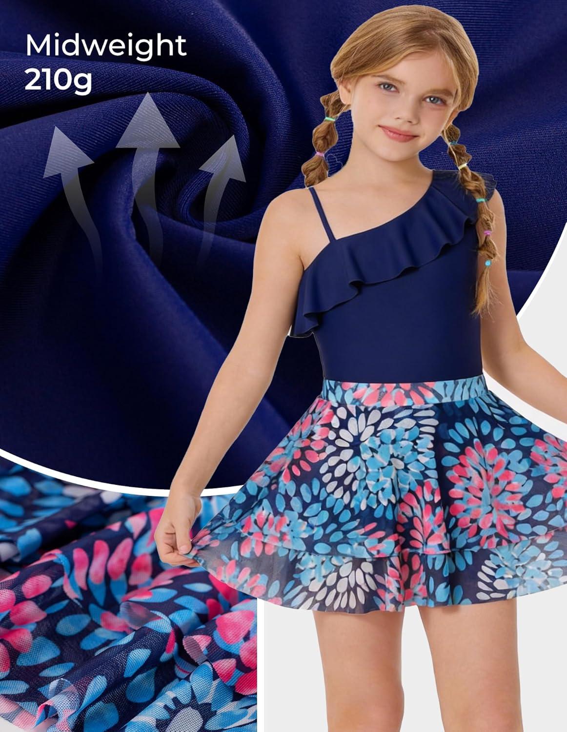 imageGRACE KARIN Girls One Piece Swimsuits with Mesh Skirt Bathing Suit Swimwear 614YNavy Blue