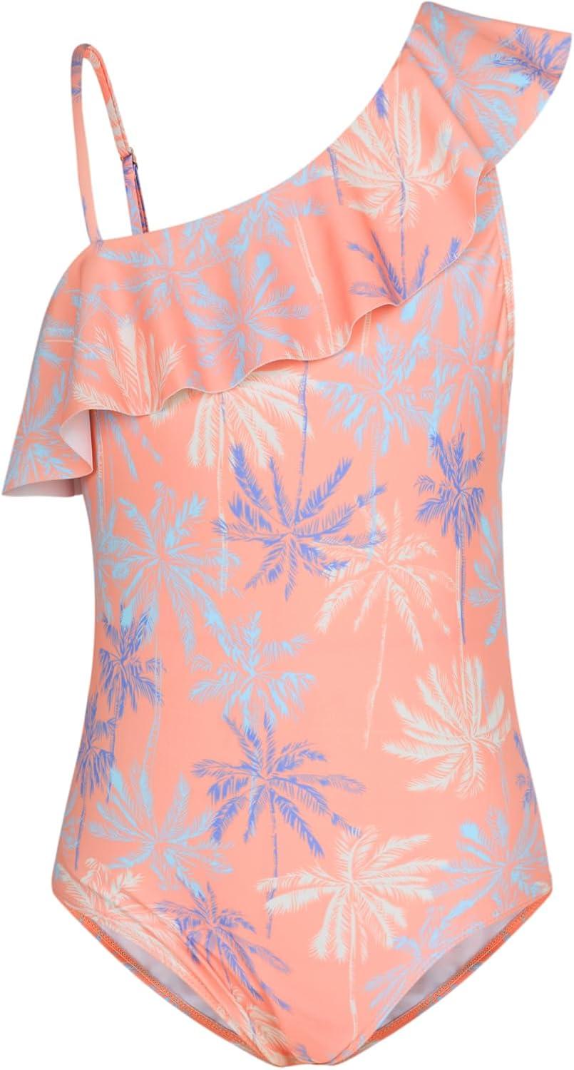 imageGRACE KARIN Girls One Piece Swimsuits with Mesh Skirt Bathing Suit Swimwear 614YOrange Coconut Tree