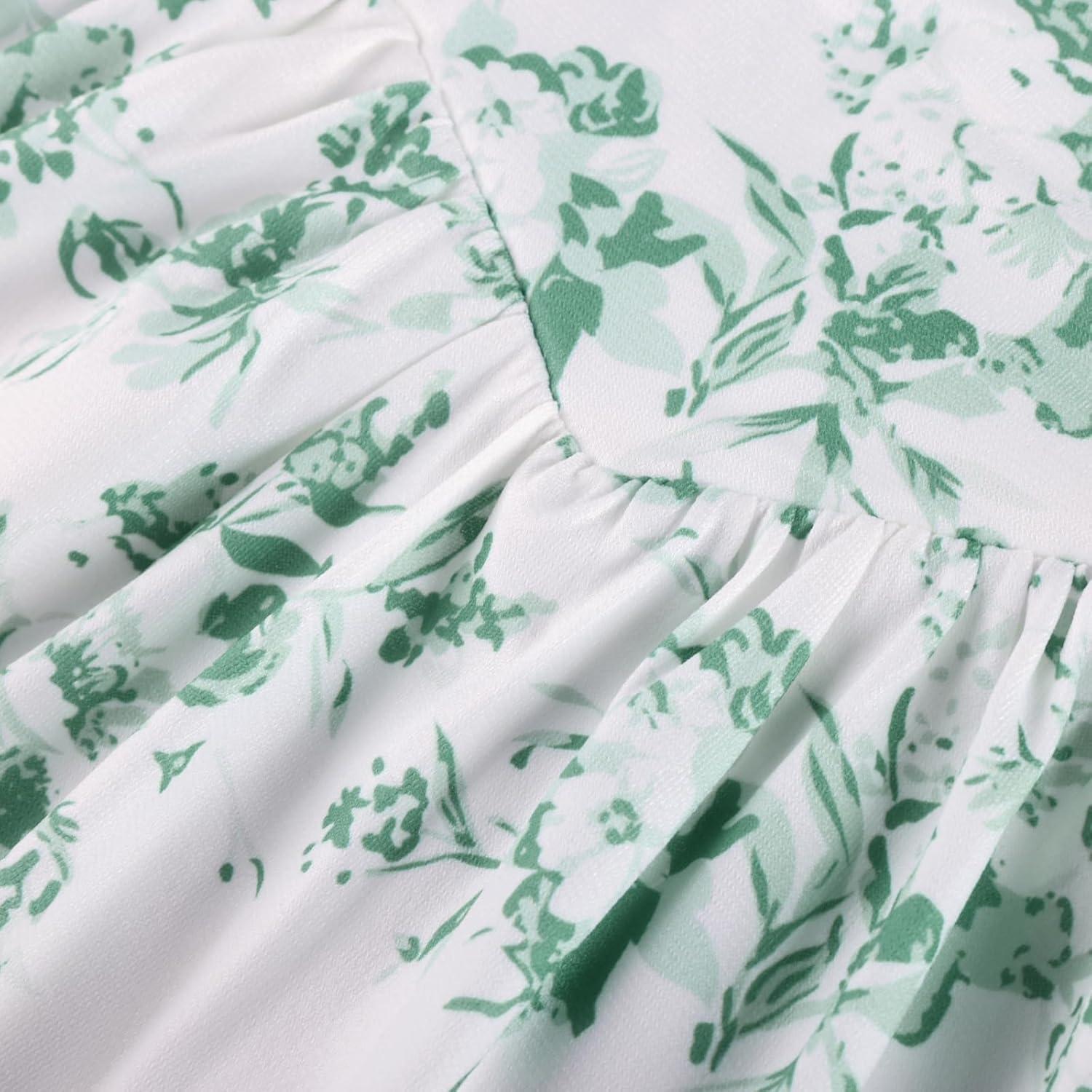 imageGRACE KARIN Girls Floral Summer Dress Spring Holiday Beach Party Sundress Halter Neck Tie Backless Dresses 716 YearsGreen White Floral