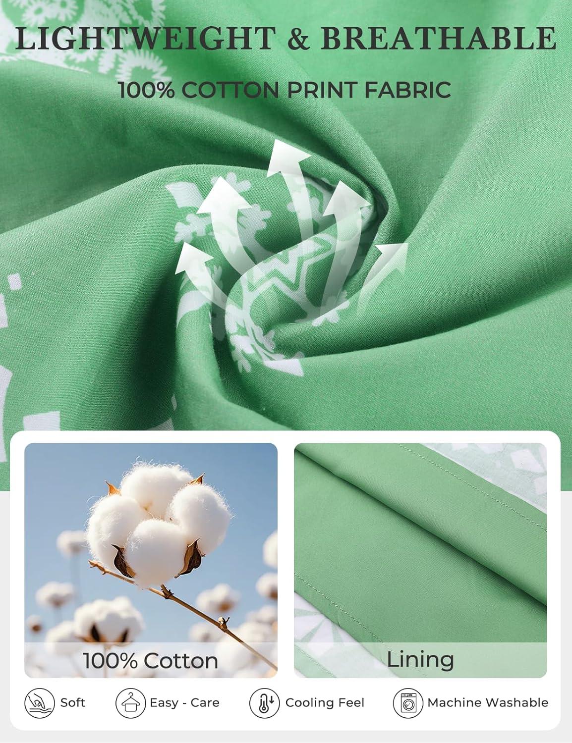 imageGRACE KARIN Womens Boho Tops Summer Spring Cotton Floral Blouses Short Sleeve Print Shirts V Neck Beach Vacation Clothes 2026Green Boho Floral
