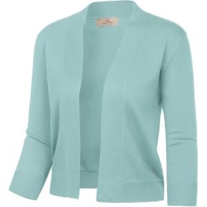 GRACE KARIN Women Cardigan Sweaters Lightweight Knit Cropped Cardigans Trendy 3/4 Sleeve Shrug Bolero S-3XL(Seafoam Blue)