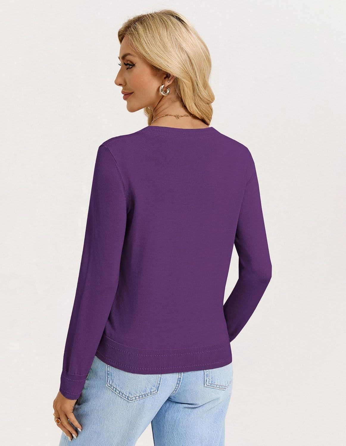 imageGRACE KARIN Womens Lightweight Cardigan Sweaters Trendy Button Up VNeck Knit Cardigans Shrug Spring Fashion ClothesPurple