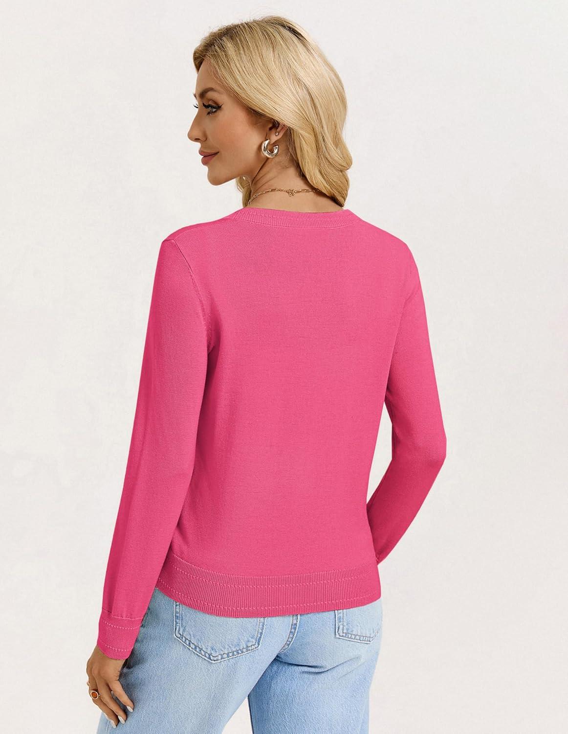 imageGRACE KARIN Womens Lightweight Cardigan Sweaters Trendy Button Up VNeck Knit Cardigans Shrug Spring Fashion ClothesRose Pink