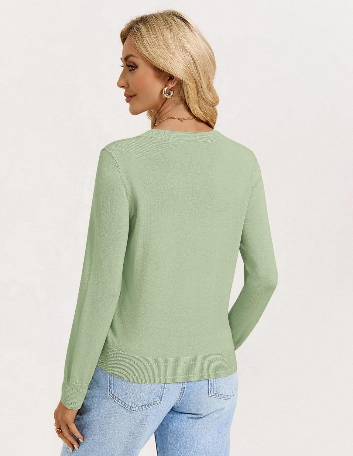 imageGRACE KARIN Womens Lightweight Cardigan Sweaters Trendy Button Up VNeck Knit Cardigans Shrug Spring Fashion ClothesSage Green