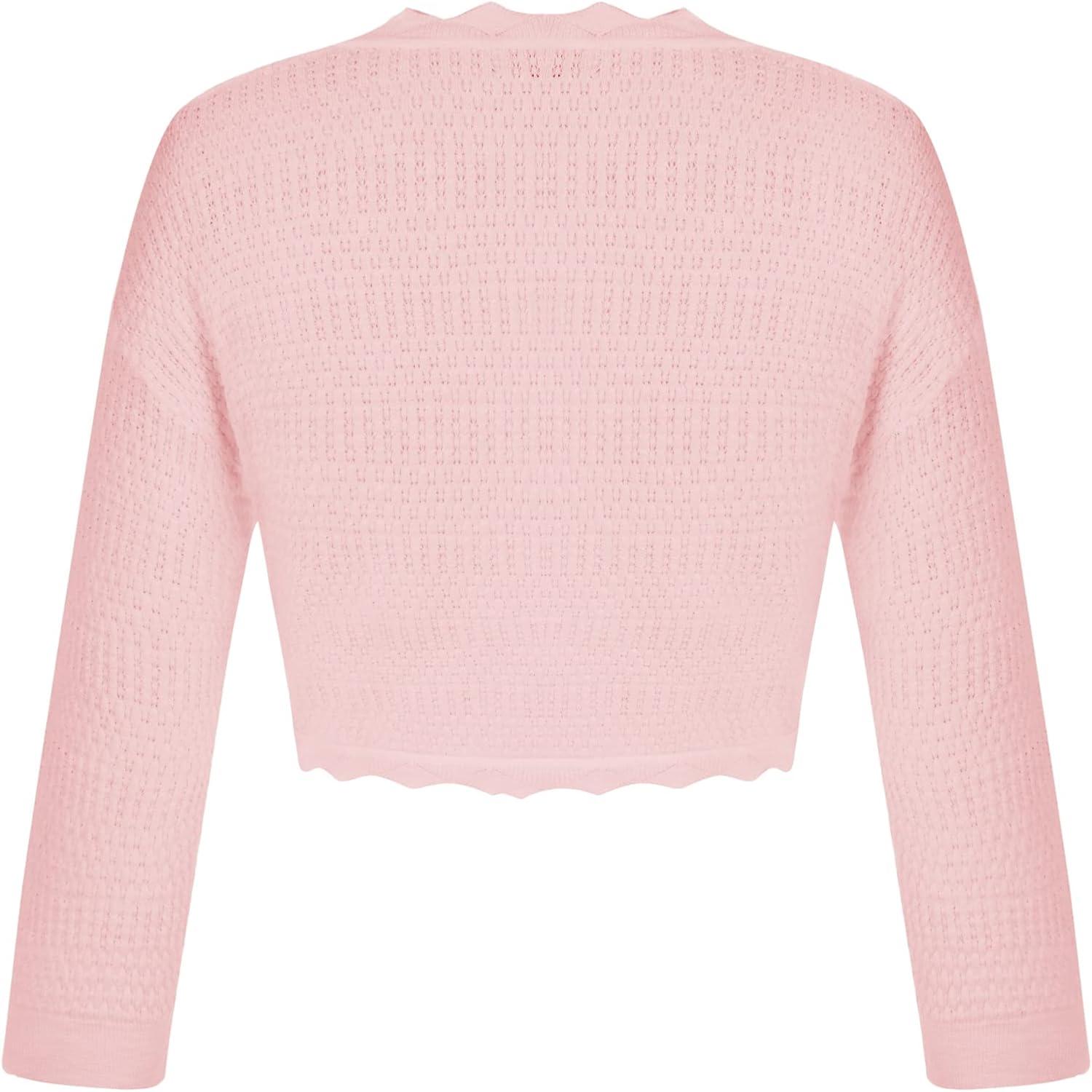 imageGRACE KARIN Womens 34 Sleeve Bolero Shrug Sweater 2026 Lightweight Open Front Cropped Cardigan Knit Shrugs for Dresses Light Pink XL
