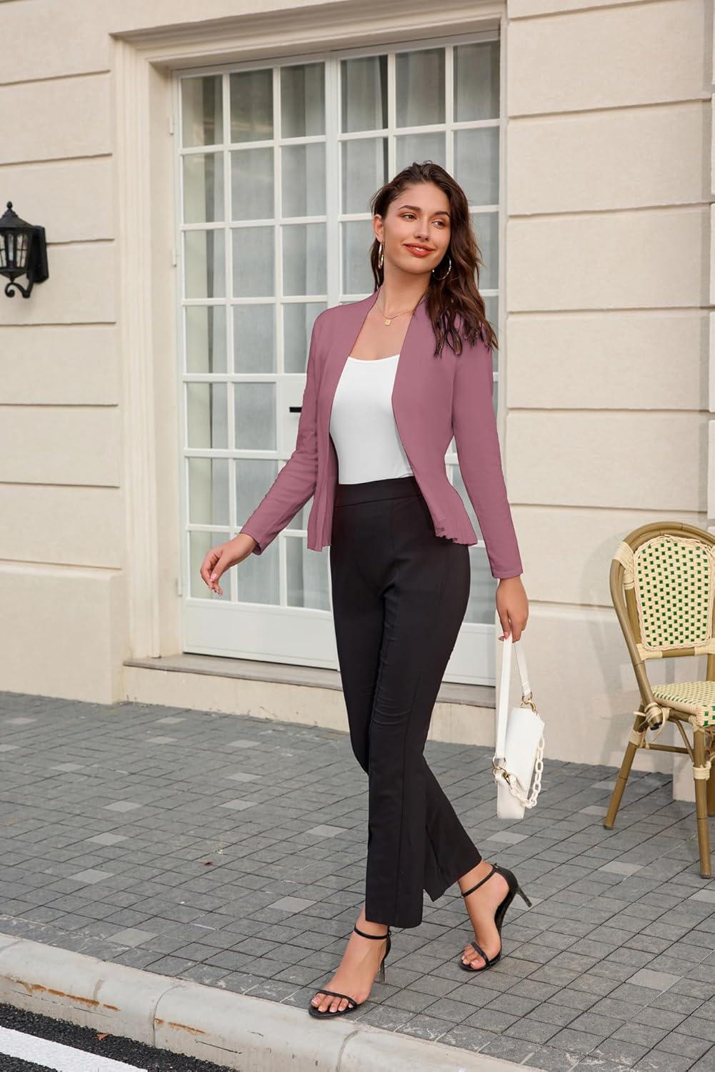 imageGRACE KARIN Womens Lightweight Peplum Cardigan Sweaters Open Front Cropped Cardigan Long Sleeve Trendy Summer Knit TopsRuby Wine