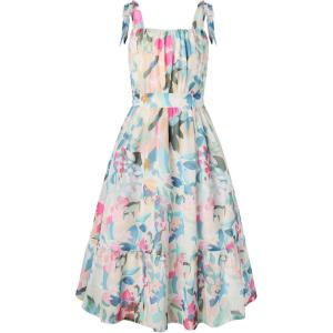 GRACE KARIN Girls Floral Chiffon Dress Summer Hawaiian Beach Vacation Party Wedding Birthday Sleeveless A-Line 7-14Y(Multicolor)
