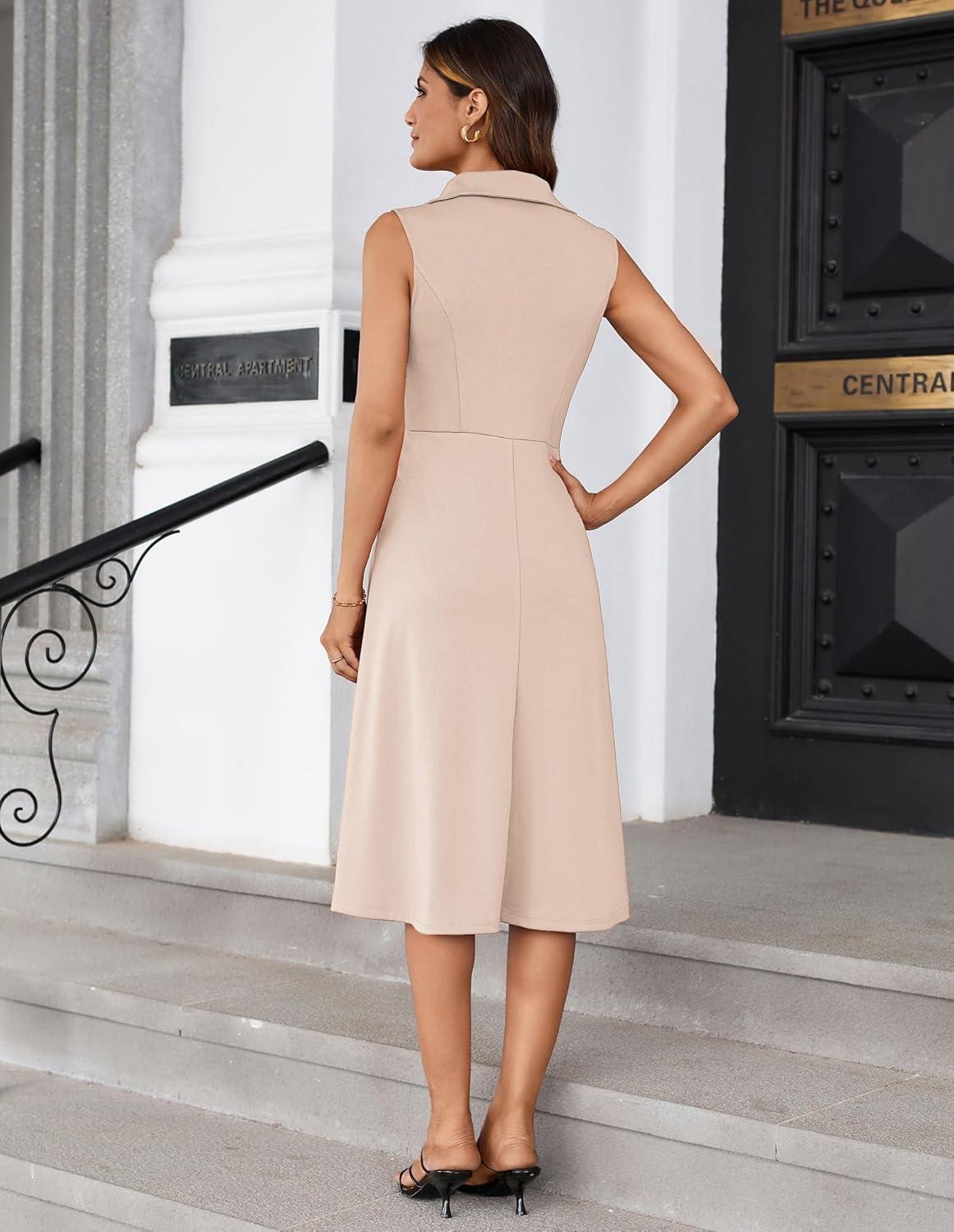 imageGRACE KARIN 2026 Work Midi Dresses for WomenWrap Business Casual Funeral Outfit for WomenWedding Guest DressesApricot