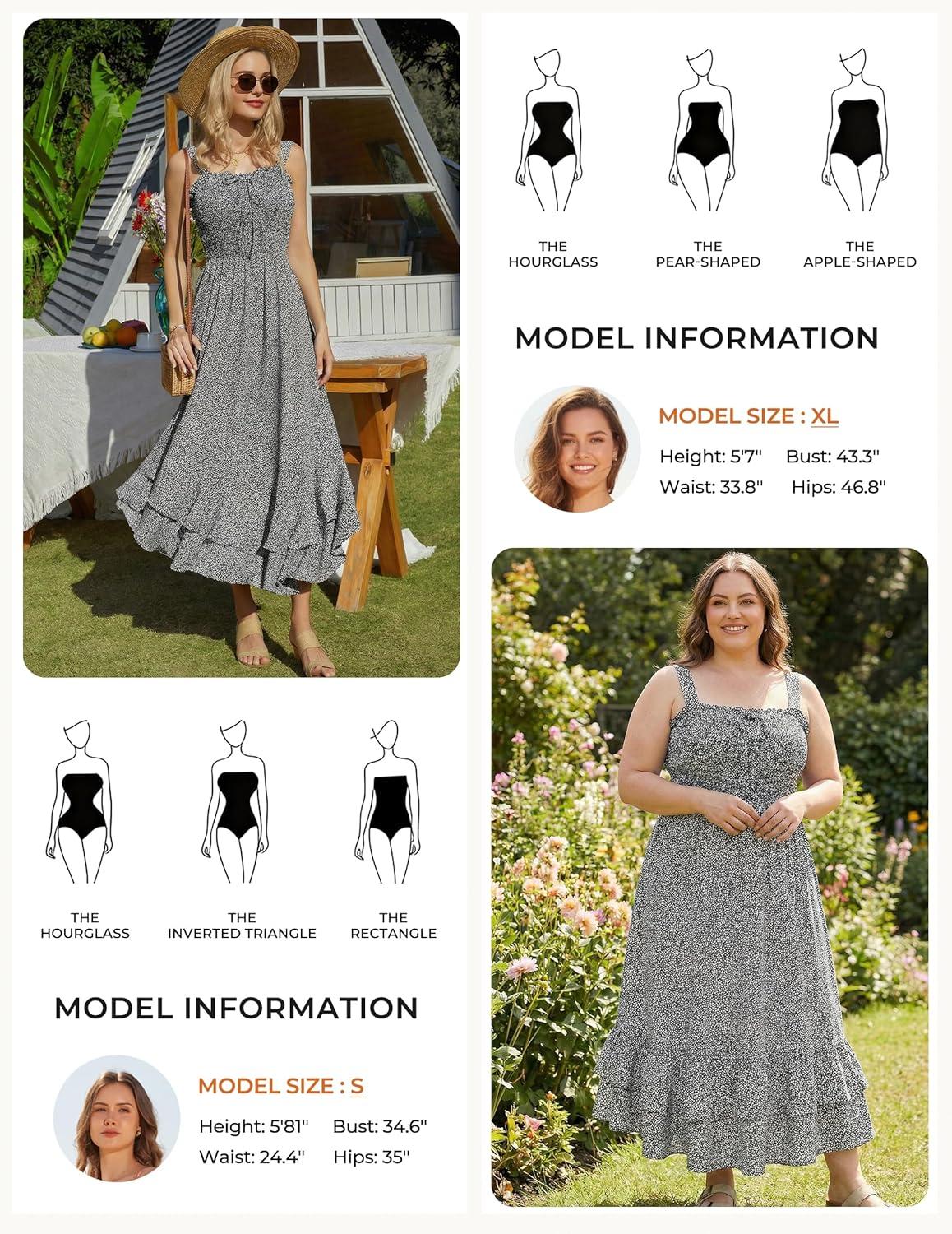 imageGRACE KARIN Womens 2026 Summer Floral Boho Dress Square Neck Strapped Swing A Line Sundress Beach Long Maxi OutfitsBlack