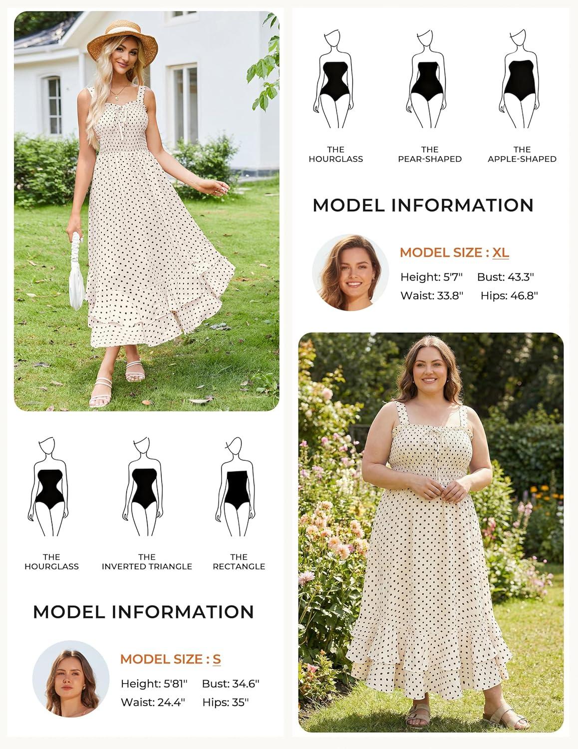 imageGRACE KARIN Womens 2026 Summer Floral Boho Dress Square Neck Strapped Swing A Line Sundress Beach Long Maxi OutfitsBlack Dot