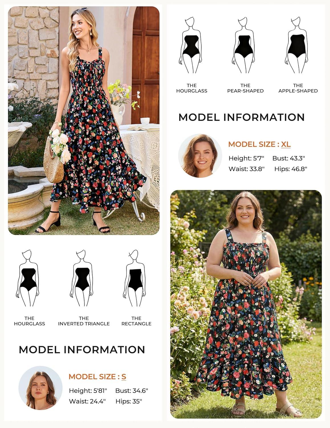 imageGRACE KARIN Womens 2026 Summer Floral Boho Dress Square Neck Strapped Swing A Line Sundress Beach Long Maxi OutfitsBlack Floral