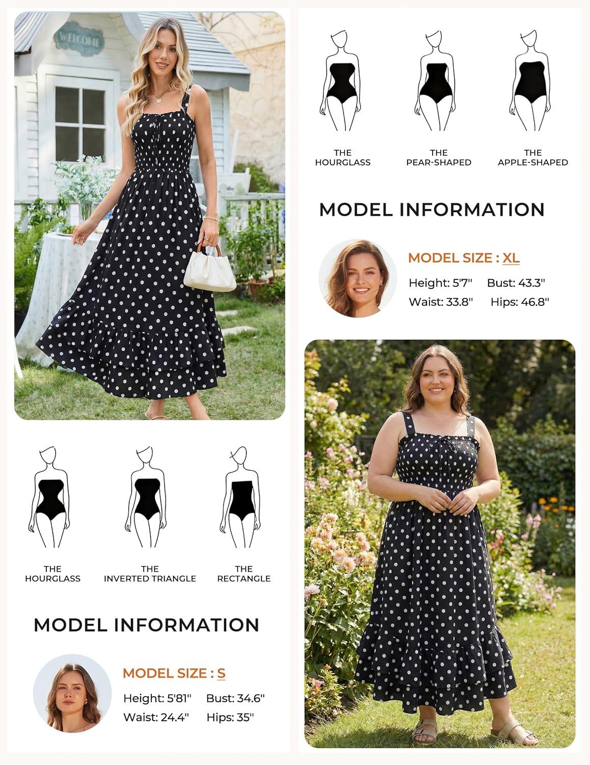 imageGRACE KARIN Womens 2026 Summer Floral Boho Dress Square Neck Strapped Swing A Line Sundress Beach Long Maxi OutfitsBlack White Dots