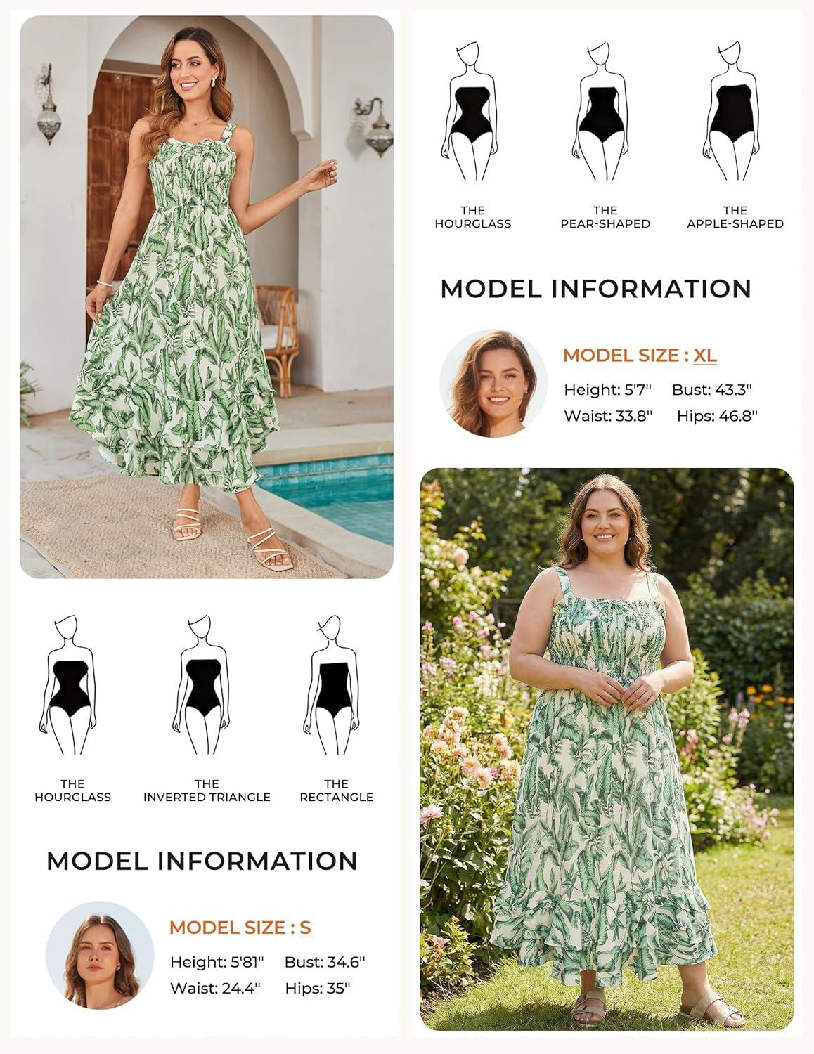 imageGRACE KARIN Womens 2026 Summer Floral Boho Dress Square Neck Strapped Swing A Line Sundress Beach Long Maxi OutfitsGreen Leaf