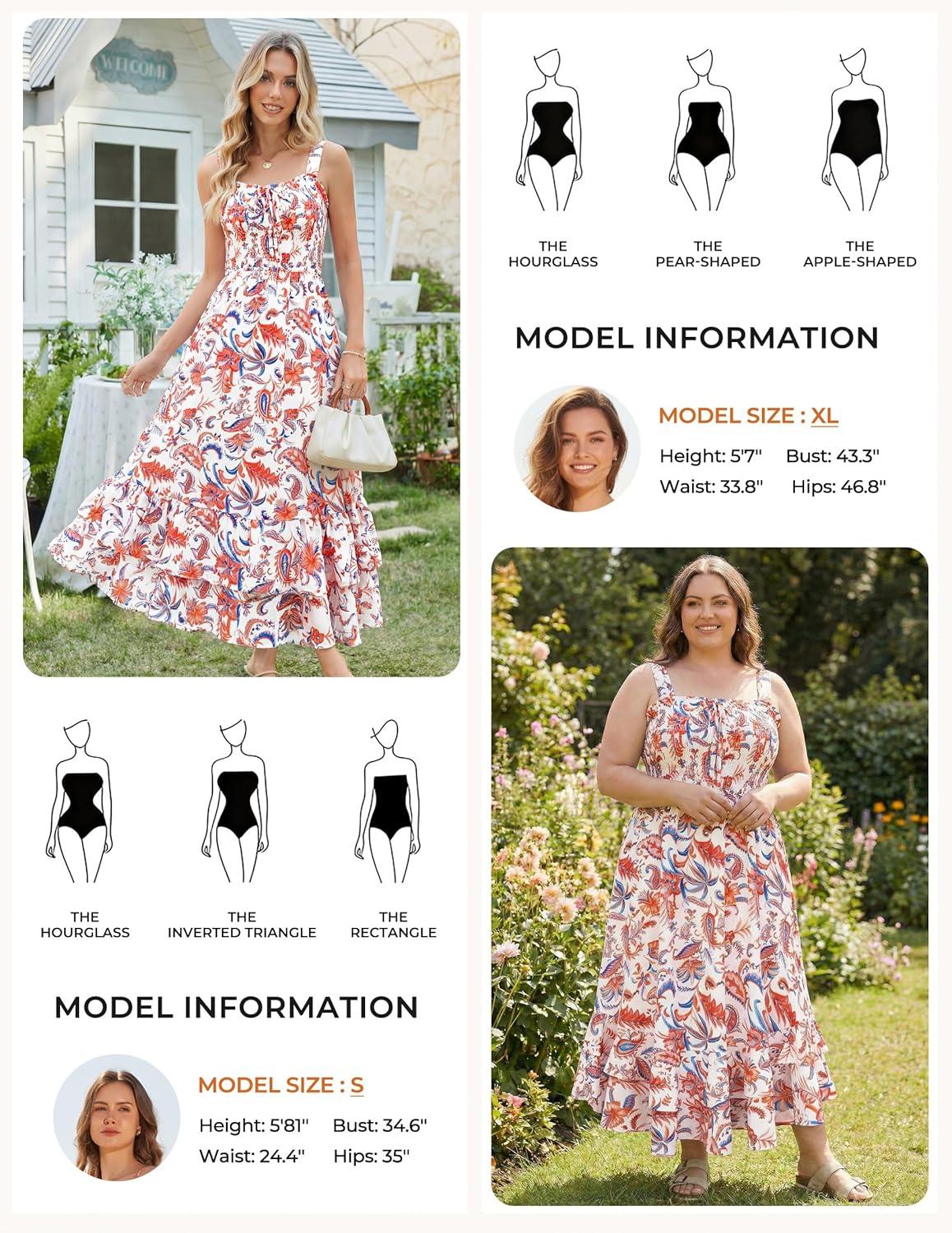 imageGRACE KARIN Womens 2026 Summer Floral Boho Dress Square Neck Strapped Swing A Line Sundress Beach Long Maxi OutfitsOrange Blue