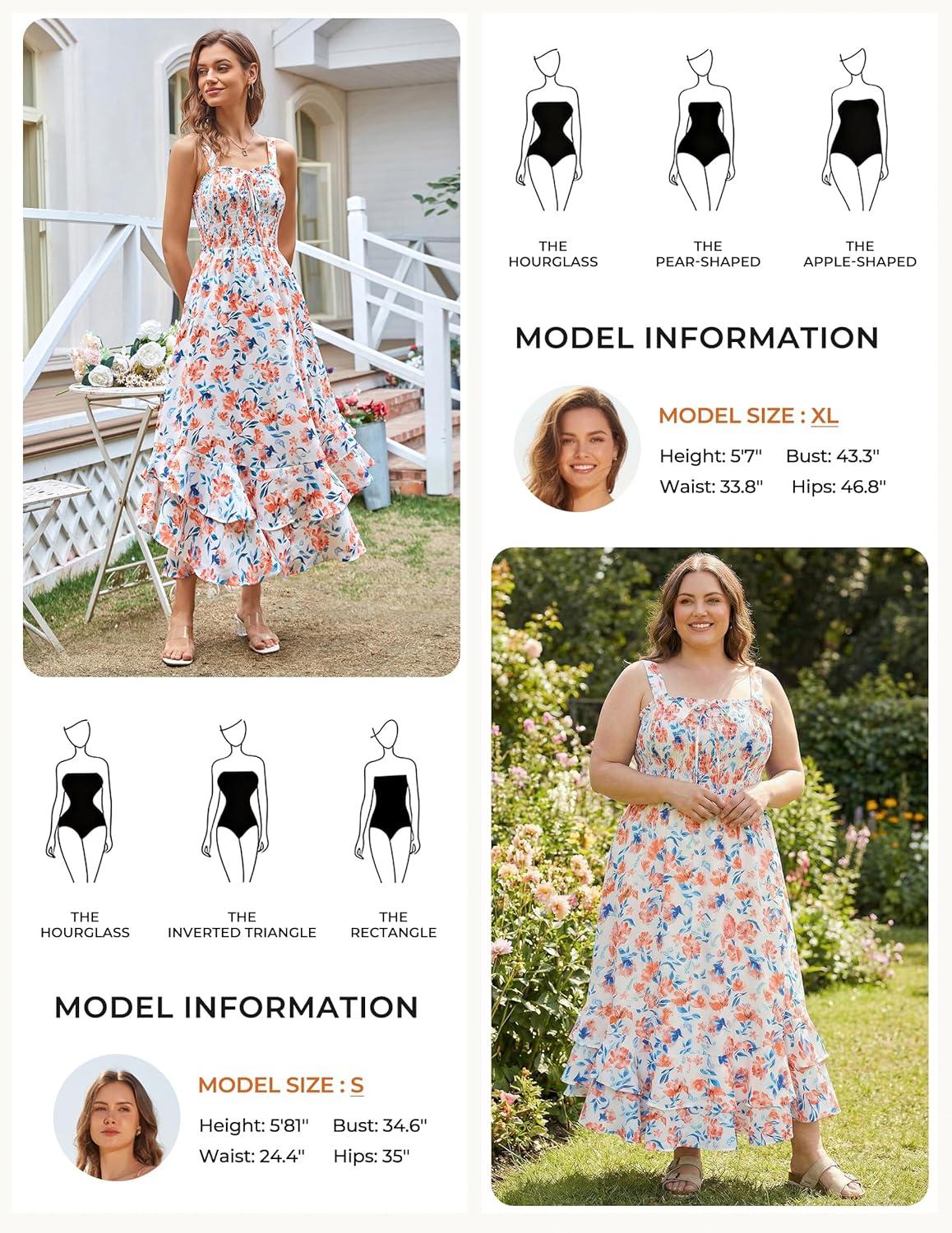 imageGRACE KARIN Womens 2026 Summer Floral Boho Dress Square Neck Strapped Swing A Line Sundress Beach Long Maxi OutfitsOrange Floral
