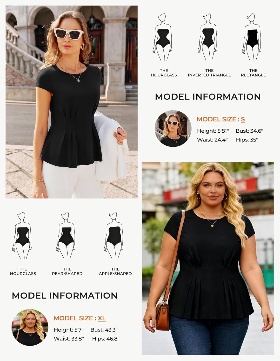 imageGRACE KARIN Womens Peplum Tops Dressy Casual2026 Summer Short Sleeve Work Blouses Business Shirts Fashion ClothesBlack