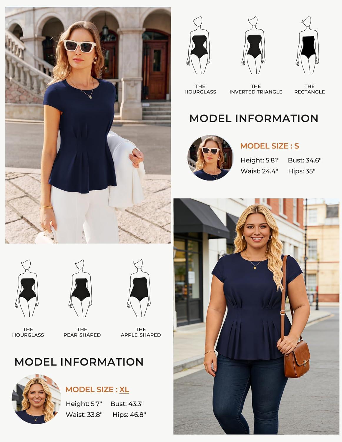 imageGRACE KARIN Womens Peplum Tops Dressy Casual2026 Summer Short Sleeve Work Blouses Business Shirts Fashion ClothesNavy Blue