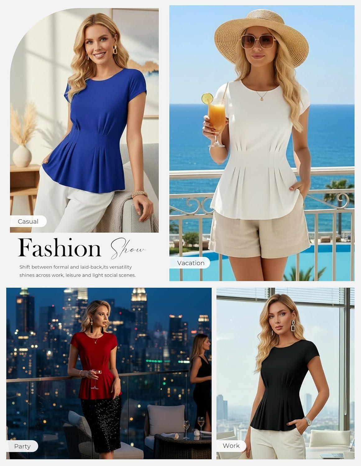 imageGRACE KARIN Womens Peplum Tops Dressy Casual2026 Summer Short Sleeve Work Blouses Business Shirts Fashion ClothesRed