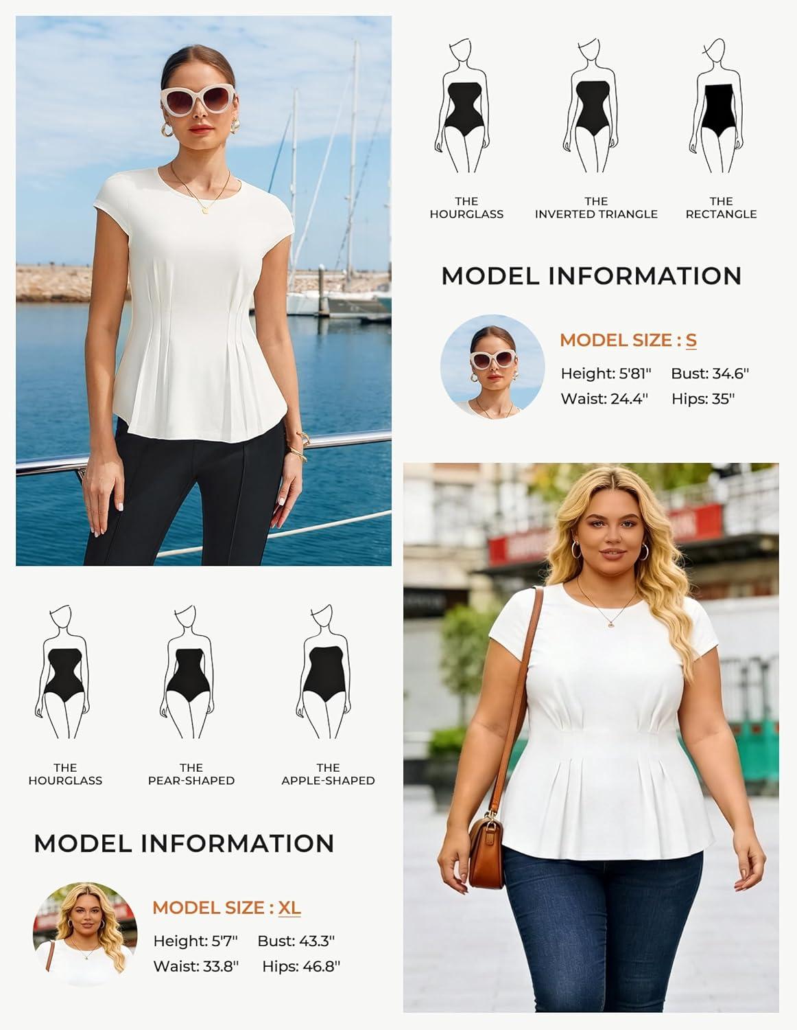 imageGRACE KARIN Womens Peplum Tops Dressy Casual2026 Summer Short Sleeve Work Blouses Business Shirts Fashion ClothesWhite