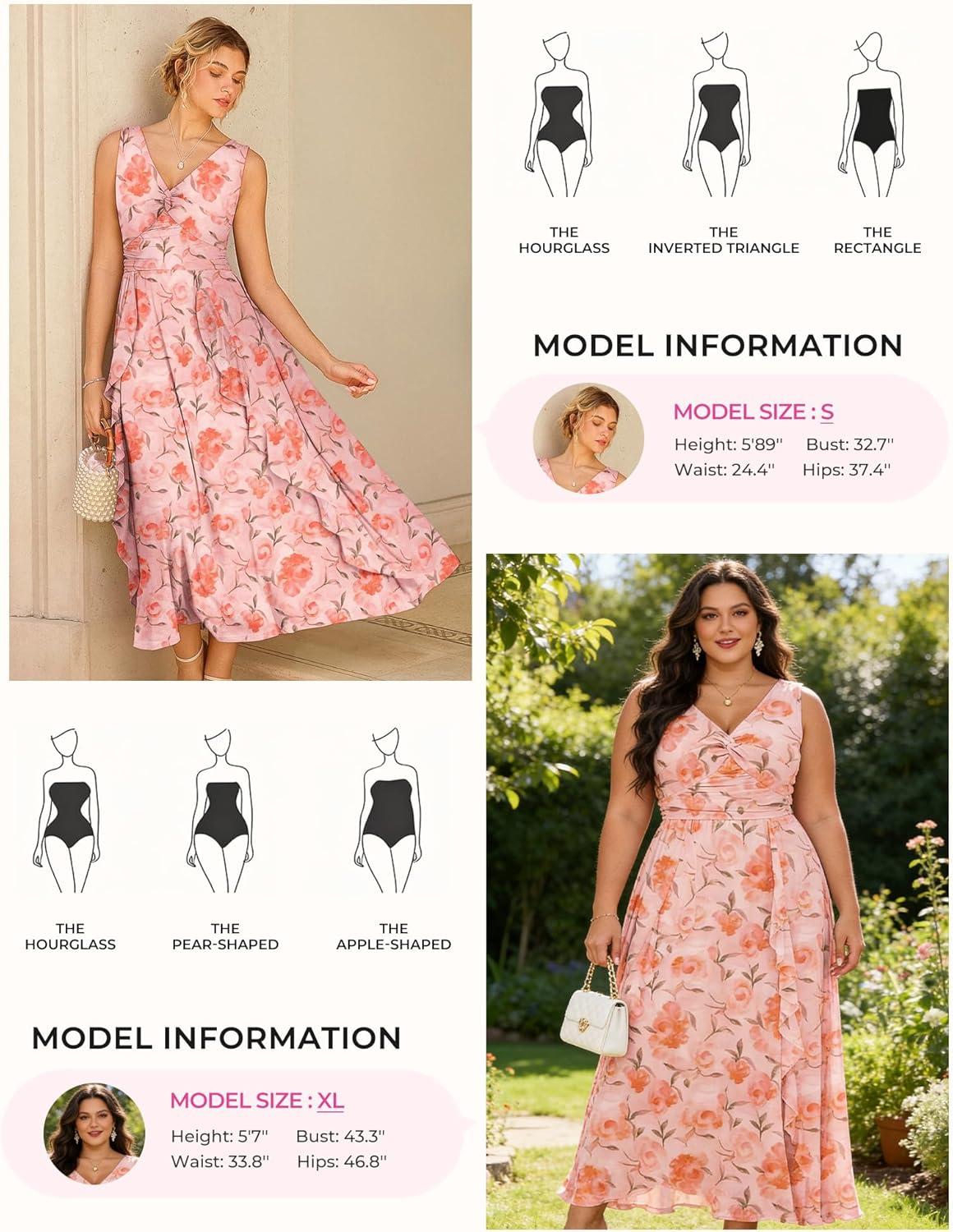 imageGRACE KARIN Womens Summer Sleeveless Floral Maxi Dress V Neck Formal Wedding Guest Dress A Line Beach Vacation ClothesOrange Floral