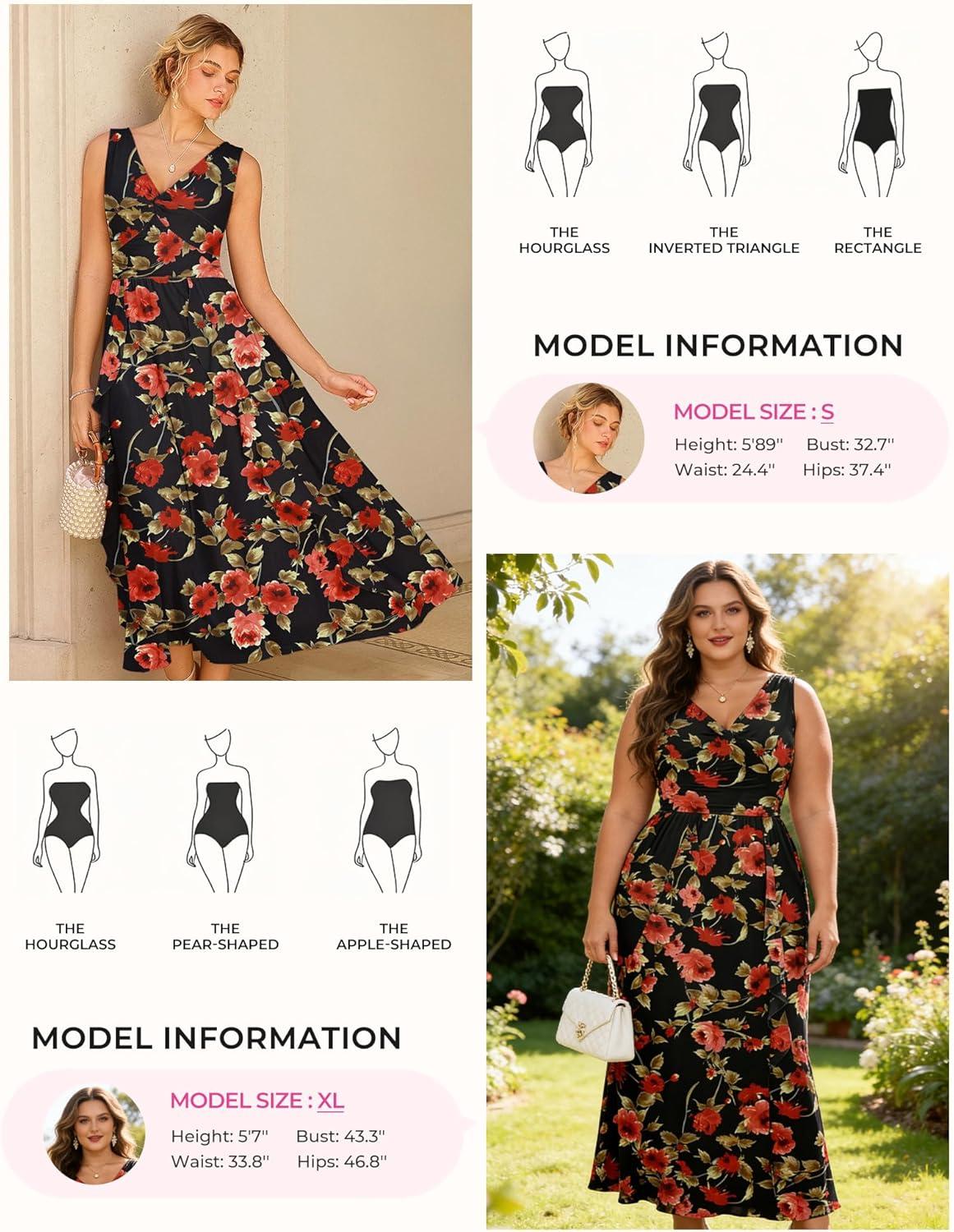 imageGRACE KARIN Womens Summer Sleeveless Floral Maxi Dress V Neck Formal Wedding Guest Dress A Line Beach Vacation ClothesRed Floral