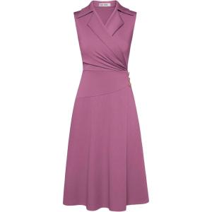 GRACE KARIN 2026 Work Midi Dresses for Women,Wrap Business Casual Funeral Outfit for Women,Wedding Guest Dresses(Dark Pink)