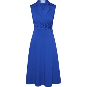 GRACE KARIN 2026 Work Midi Dresses for Women,Wrap Business Casual Funeral Outfit for Women,Wedding Guest Dresses(Royal Blue)