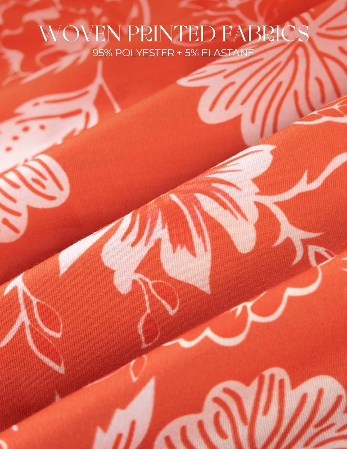 imageGRACE KARIN 2026 Womens Hawaiian Midi Sundress Summer Vacation Spaghetti Floral Clothes Boho Casual Dresses with PocketsOrange Floral