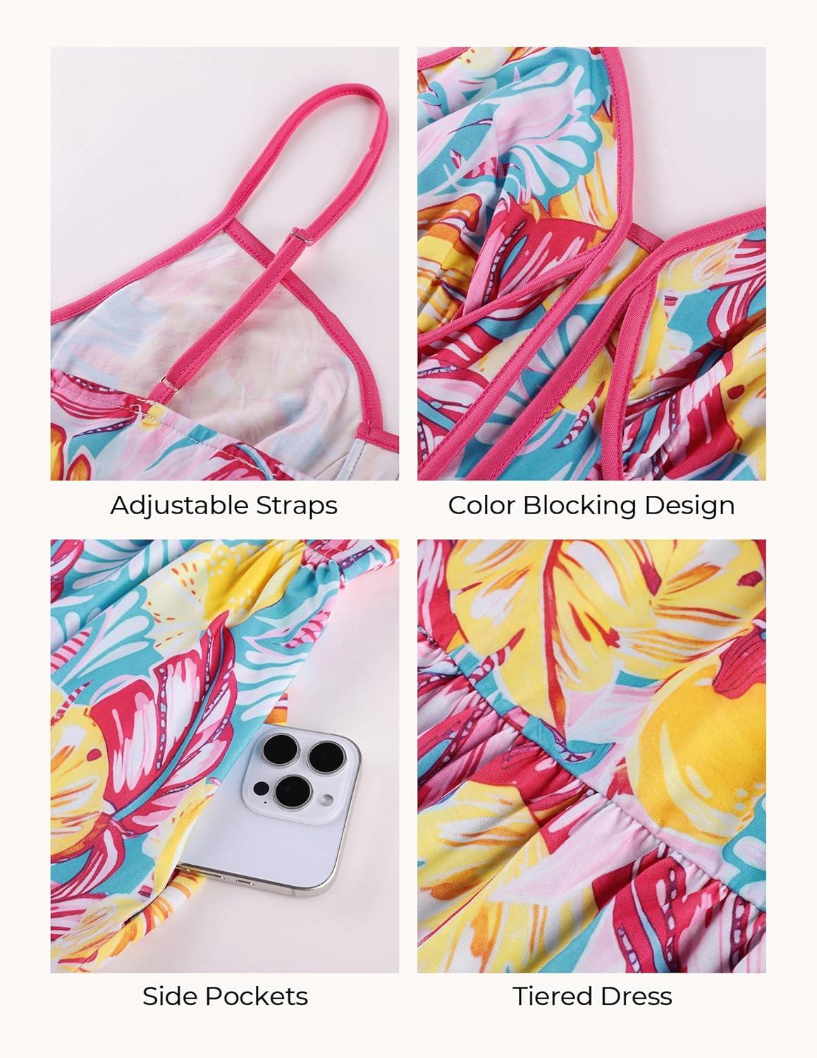 imageGRACE KARIN 2026 Womens Spaghetti Strap Resort Wear Summer Beach Maxi Sundress Floral Vacation Dresses with PocketsBlue Rose Floral