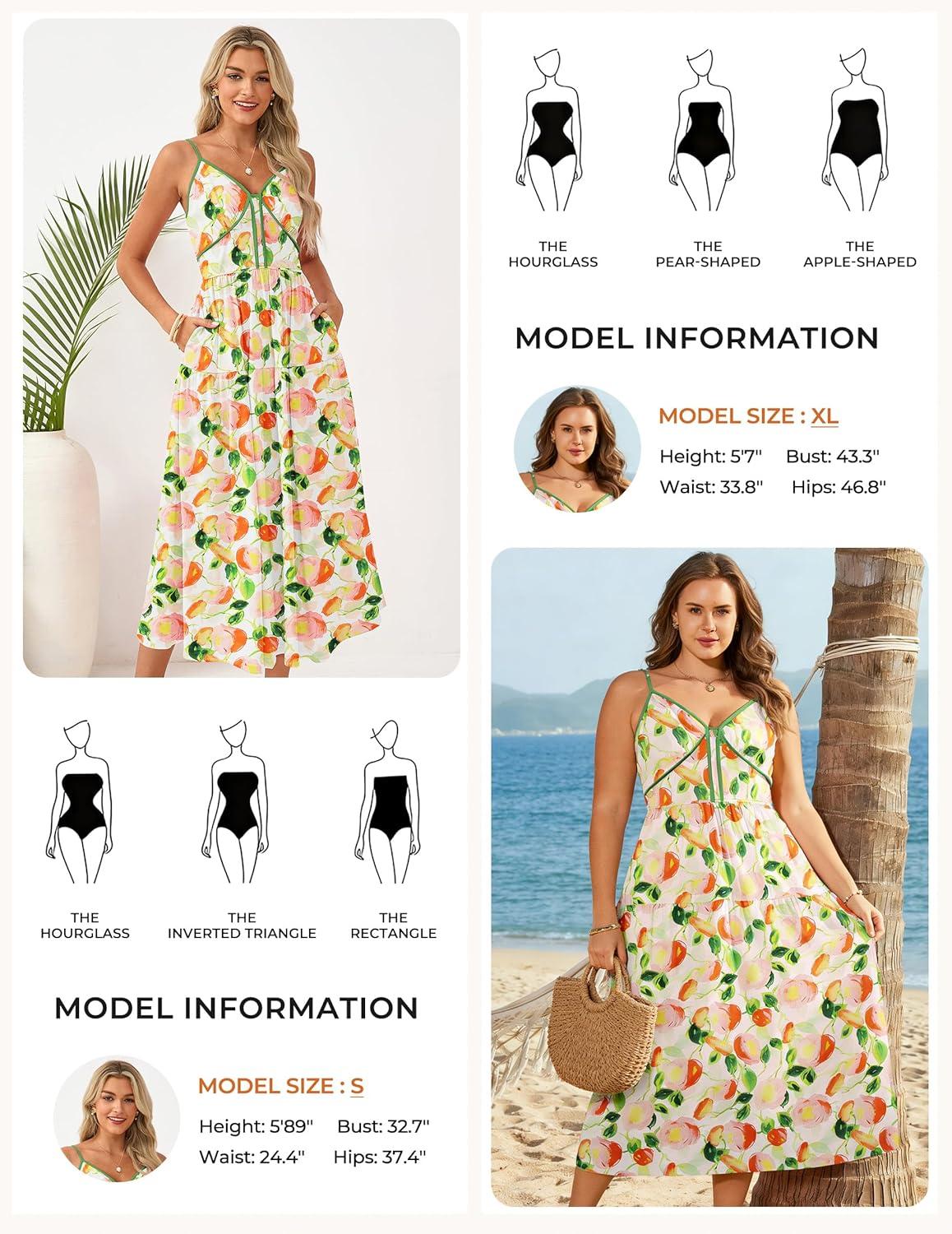 imageGRACE KARIN 2026 Womens Spaghetti Strap Resort Wear Summer Beach Maxi Sundress Floral Vacation Dresses with PocketsPink Green Floral