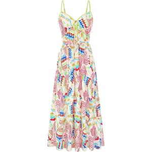 GRACE KARIN 2026 Women’s Spaghetti Strap Resort Wear, Summer Beach Maxi Sundress, Floral Vacation Dresses with Pockets(Apricot Red Floral)