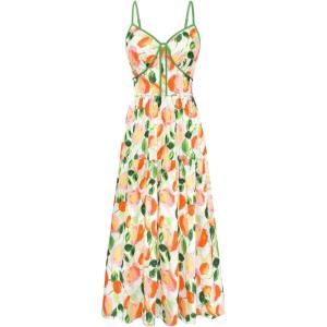 GRACE KARIN 2026 Women’s Spaghetti Strap Resort Wear, Summer Beach Maxi Sundress, Floral Vacation Dresses with Pockets(Pink Green Floral)