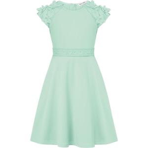 GRACE KARIN Girls’ Short Sleeve Formal Dresses Girls Spring Party Dress Girl Summer Casual Dress 6-13 Years(Light Green)