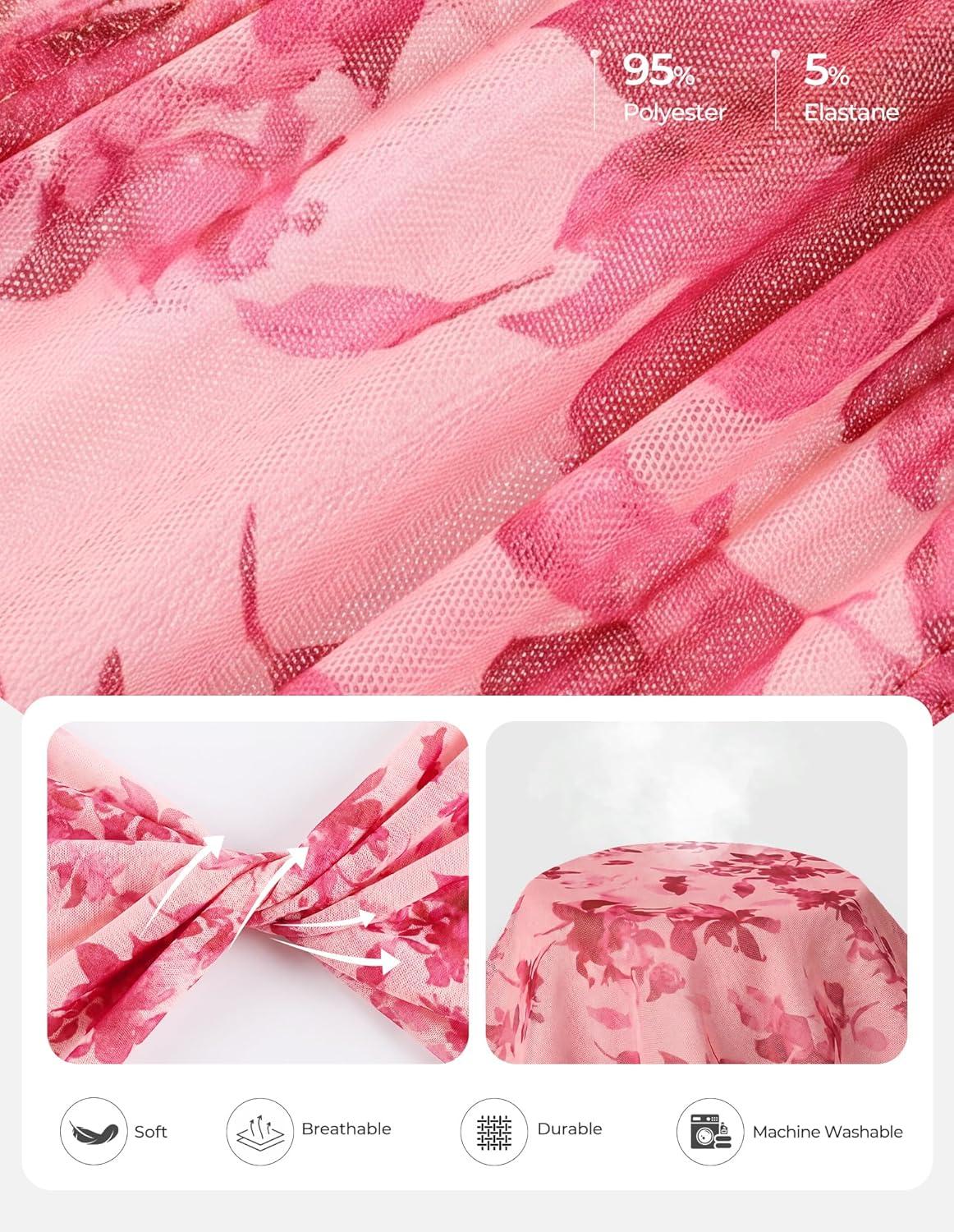 imageGRACE KARIN 2026 Womens Mesh Tops Summer Ruffle Sleeve Dressy Casual Top Floral Wrap Blouse Fashion OutfitsPink Red Floral