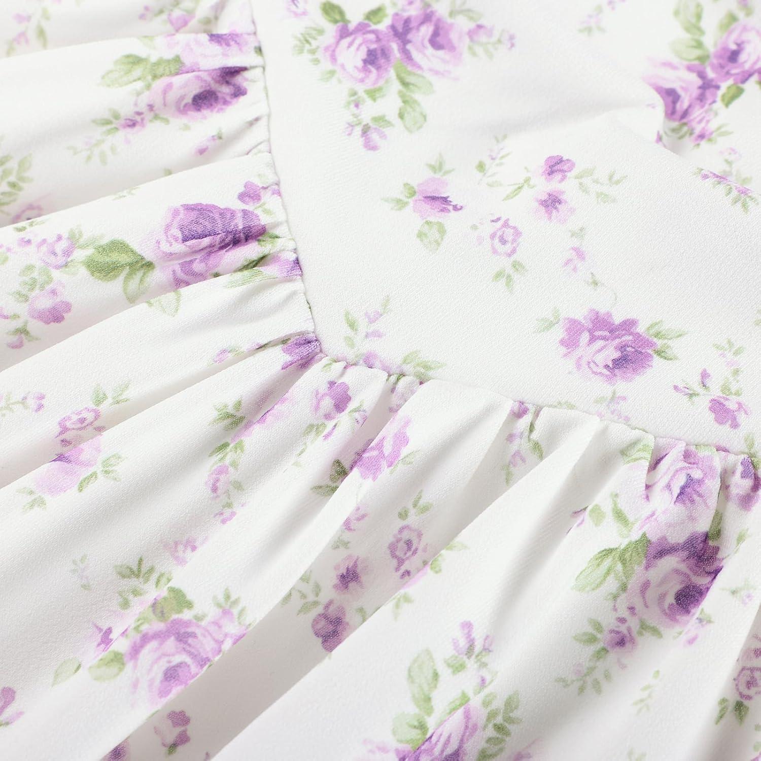 imageGRACE KARIN Girls Floral Summer Dress Spring Holiday Beach Party Sundress Halter Neck Tie Backless Dresses 716 YearsPurple Green Floral