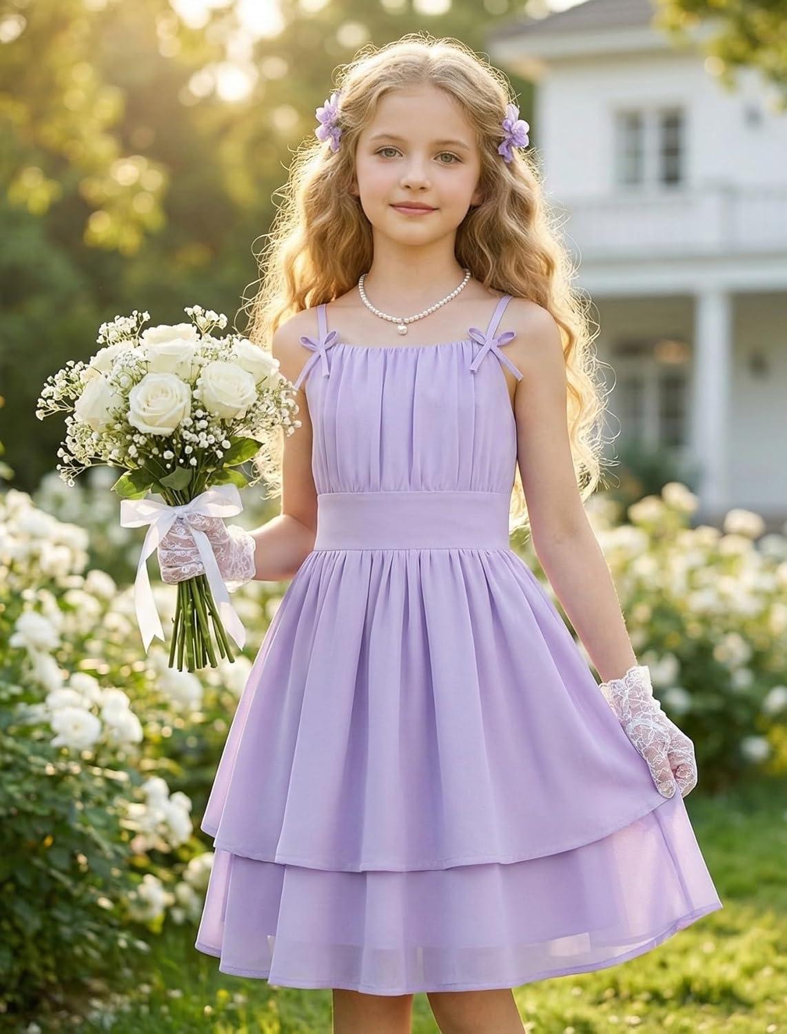 imageGRACE KARIN Girls Summer Spaghetti Strap Dress Teen Easter Formal Dance Cami Sundress Smocked Back Dresses 714 YearsLight Purple