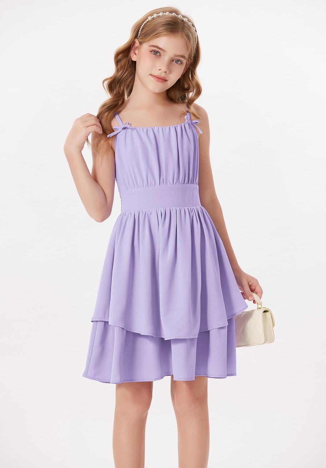 imageGRACE KARIN Girls Summer Spaghetti Strap Dress Teen Easter Formal Dance Cami Sundress Smocked Back Dresses 714 YearsLight Purple