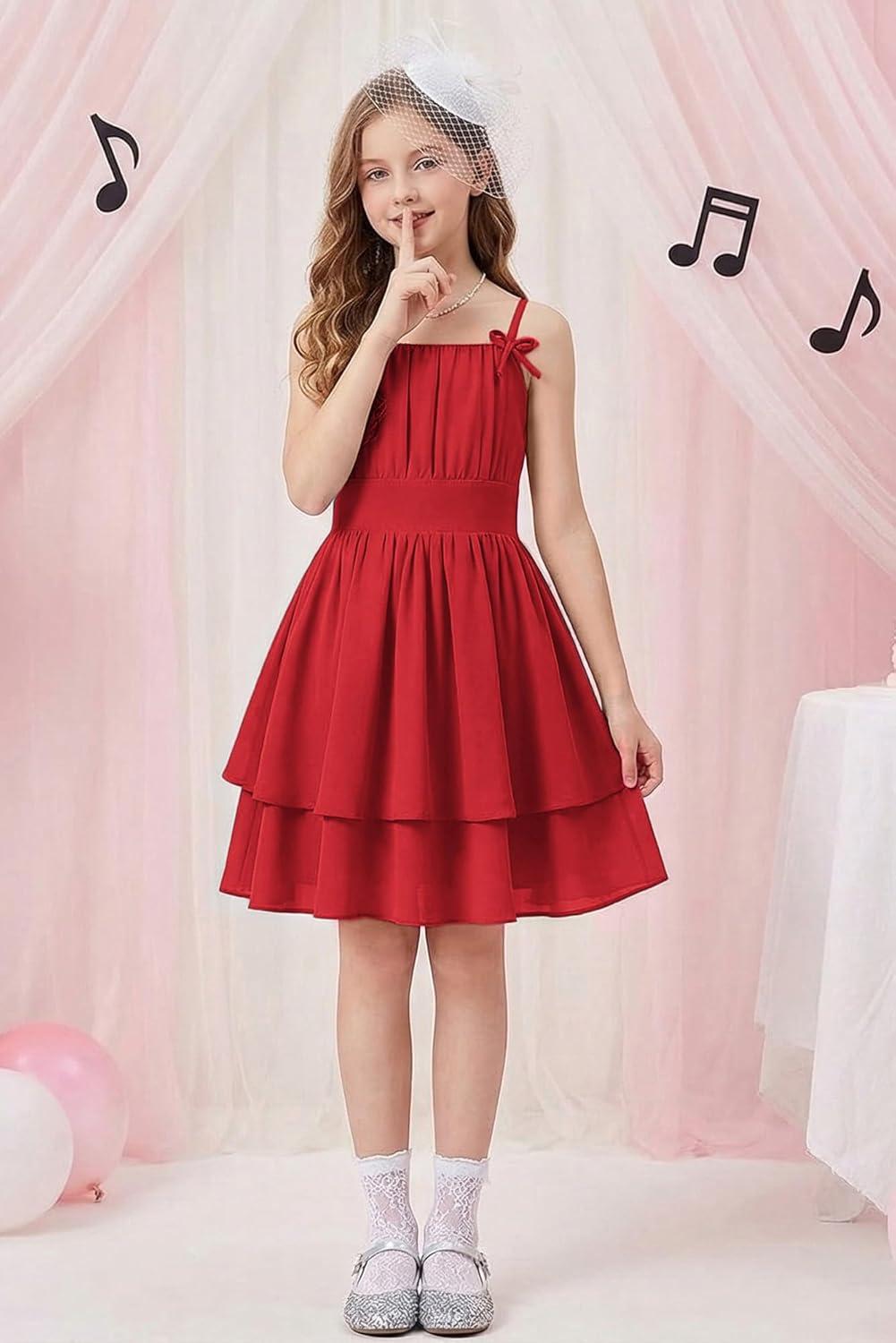imageGRACE KARIN Girls Summer Spaghetti Strap Dress Teen Easter Formal Dance Cami Sundress Smocked Back Dresses 714 YearsRed