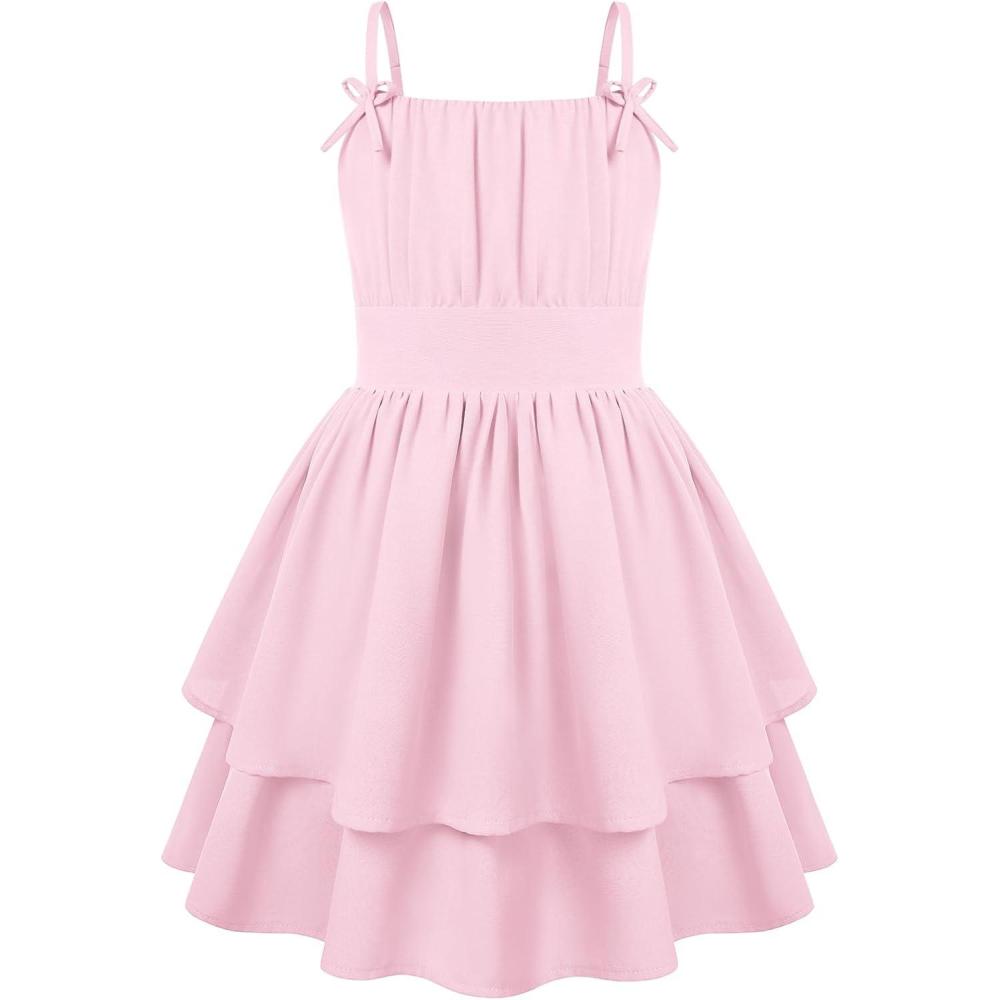 imageGRACE KARIN Girls Summer Spaghetti Strap Dress Teen Easter Formal Dance Cami Sundress Smocked Back Dresses 714 YearsLight Pink