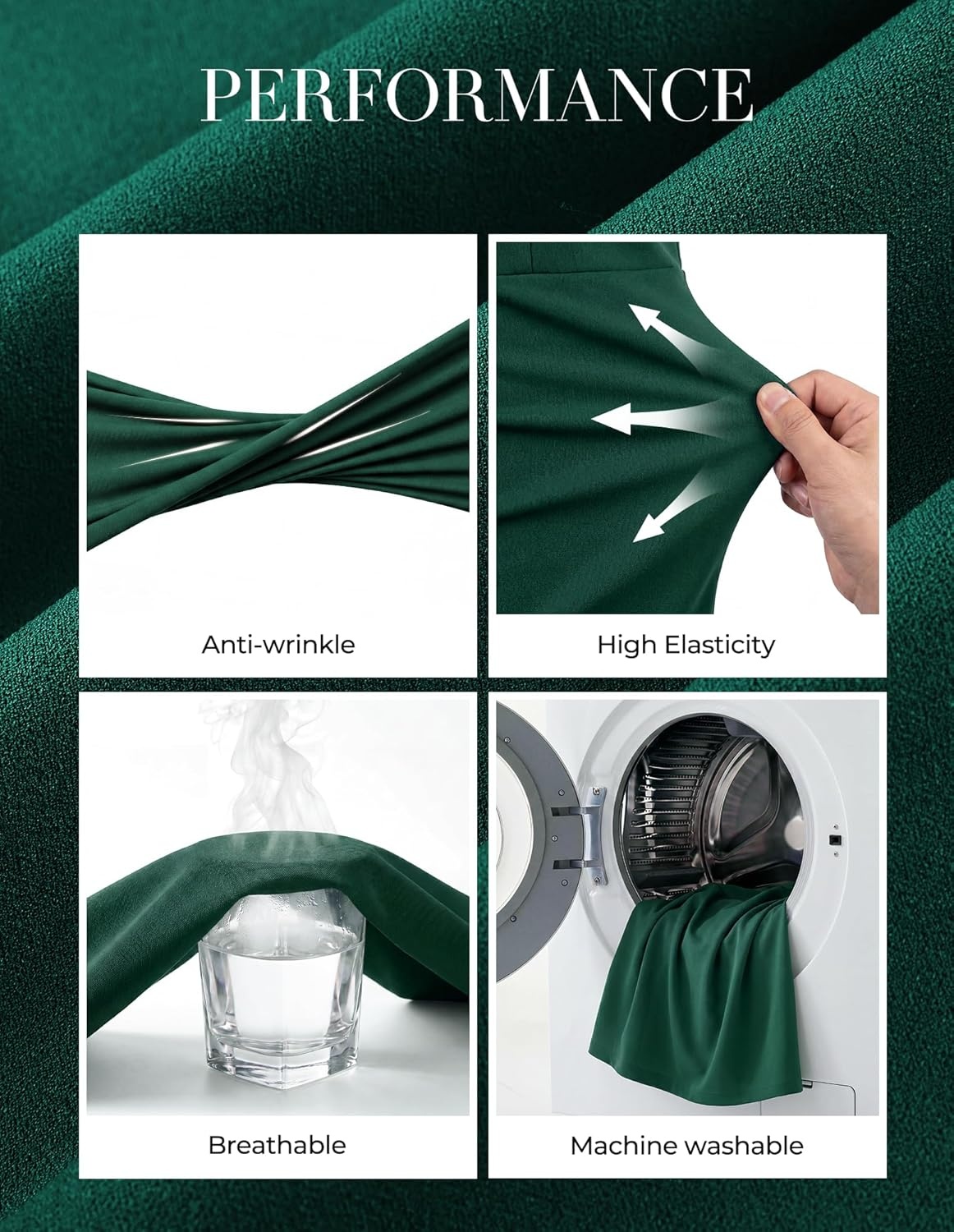 imageGRACE KARIN Womens Work Midi Dresses 2026 Summer 34 Sleeve Church Bodycon Dresses Pencil Office Business Dress with BeltDark Green