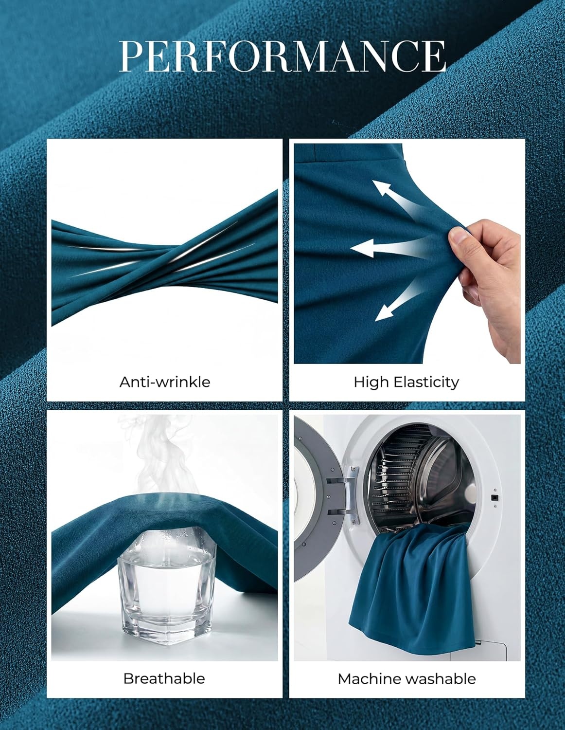 imageGRACE KARIN Womens Work Midi Dresses 2026 Summer 34 Sleeve Church Bodycon Dresses Pencil Office Business Dress with BeltDeep Peacock Blue