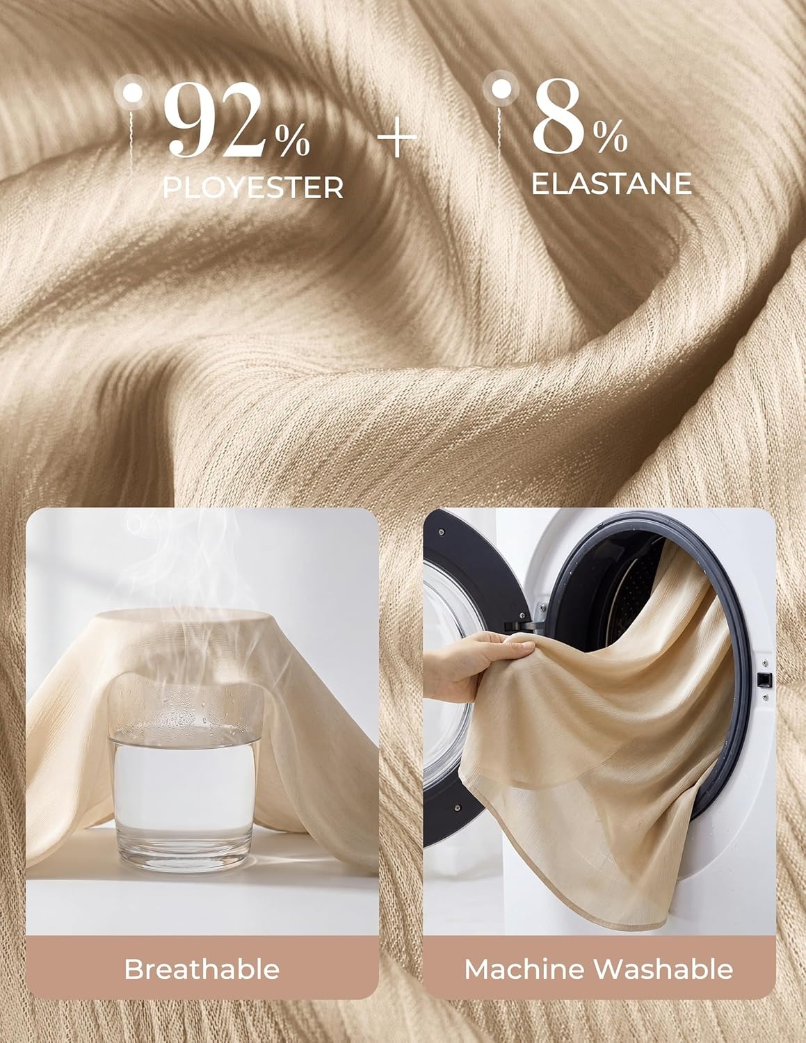 image:imageGRACE KARIN 2026 Womens Silky Satin Button Down Shirts Long Sleeve Work Blouses Dressy Casual TopsLight Camel