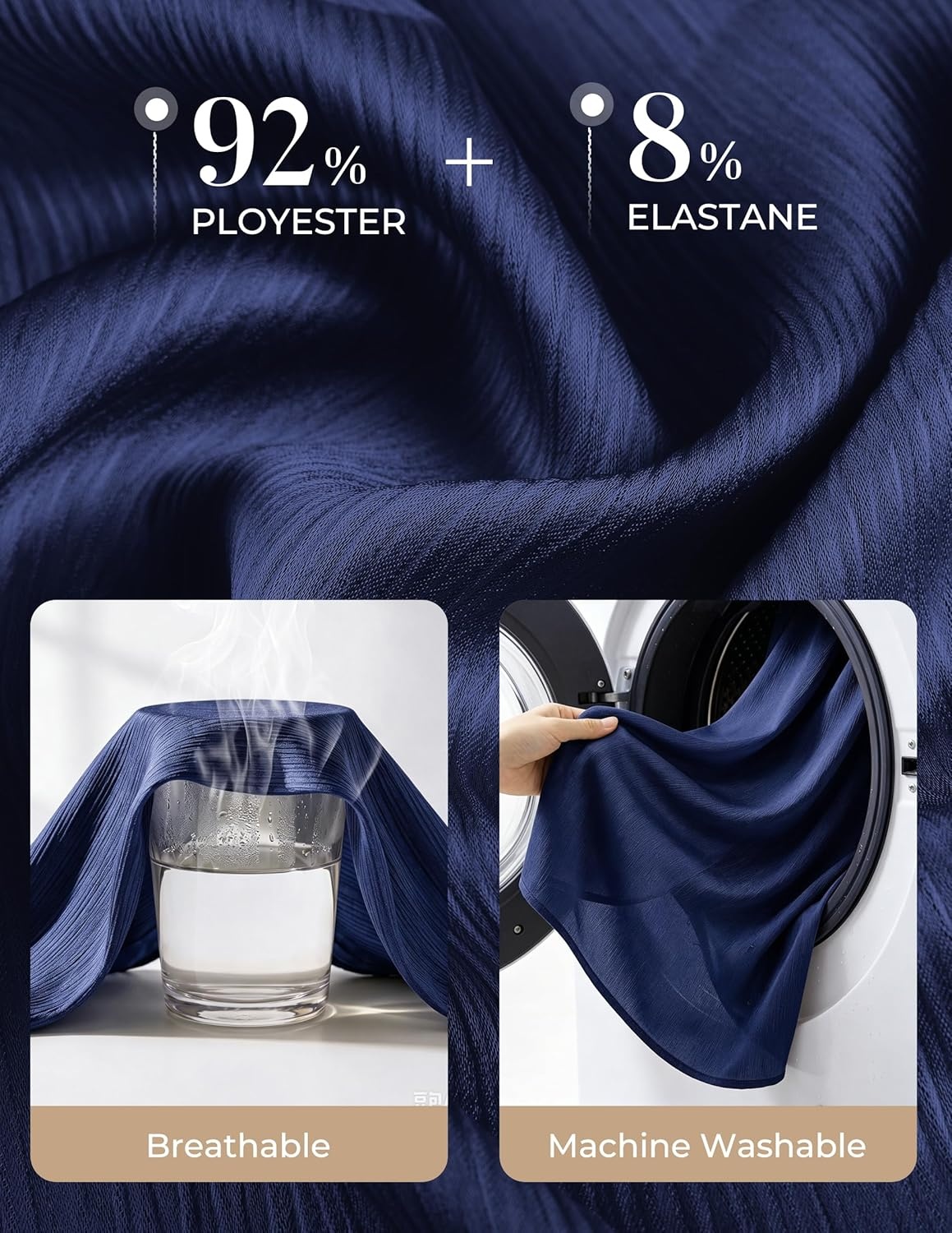 image:imageGRACE KARIN 2026 Womens Silky Satin Button Down Shirts Long Sleeve Work Blouses Dressy Casual TopsNavy Blue