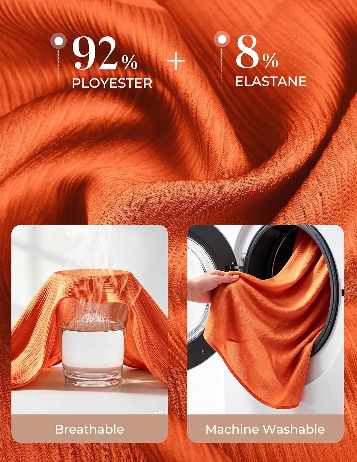 image:imageGRACE KARIN 2026 Womens Silky Satin Button Down Shirts Long Sleeve Work Blouses Dressy Casual TopsRed Orange